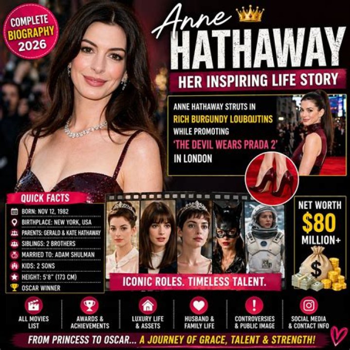 Anne Hathaway’s Net Worth, Biography, Career, Awards, Fact and Life Story
