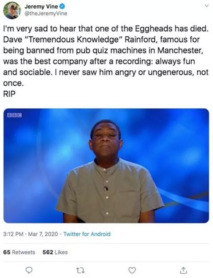 
Dave Rainford Eggheads Wikipedia And Cause Of Death, Did He Have Cancer? 